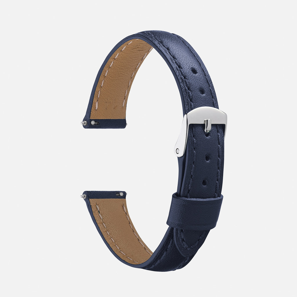 Bracelet montre cuir femme bleu marine le lisse