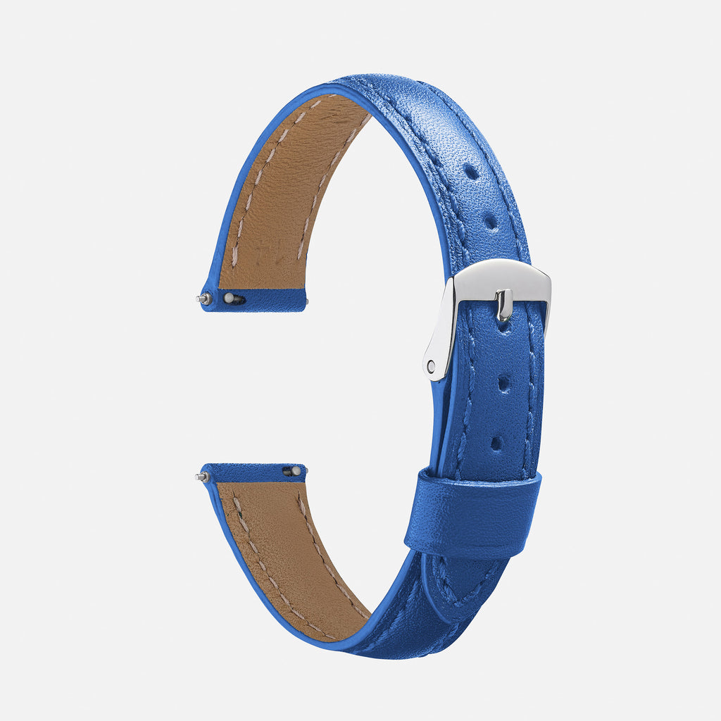Bracelet montre cuir femme bleu le lisse