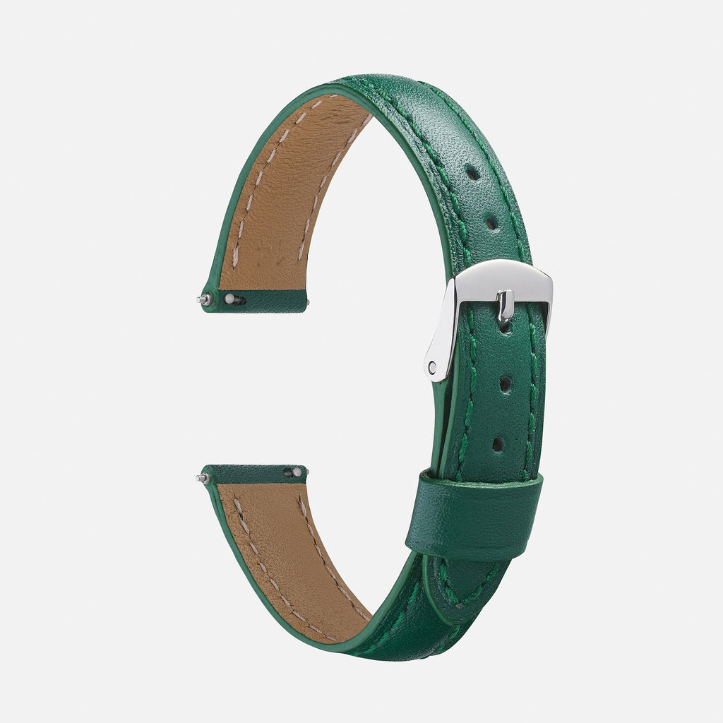 Bracelet montre cuir femme vert le lisse