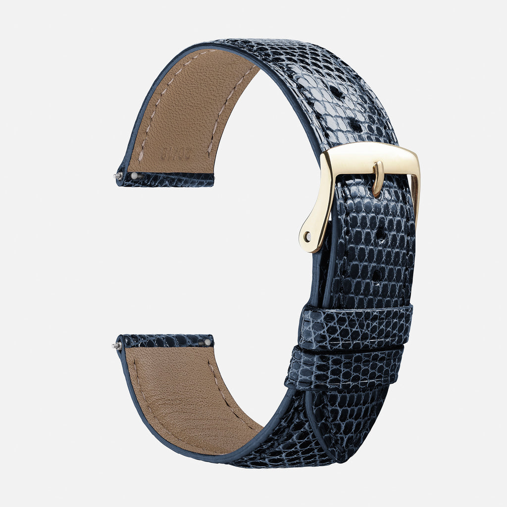 bracelet de montre interchangeable en lézard bleu