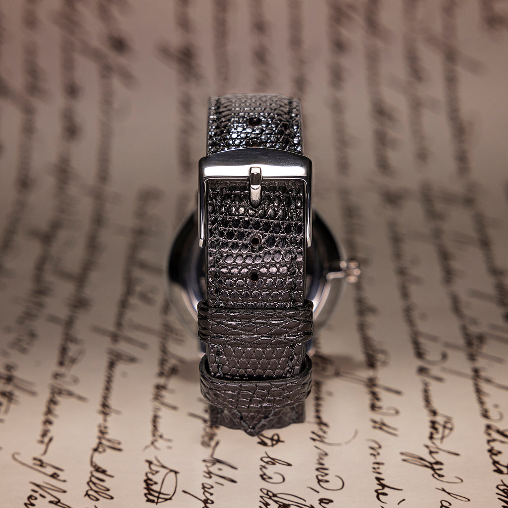 bracelet de montre en lézard noir