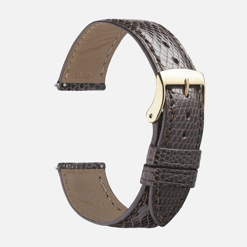 bracelet de montre interchangeable en lézard marron foncé