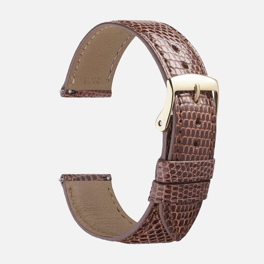 bracelet de montre interchangeable en lézard marron