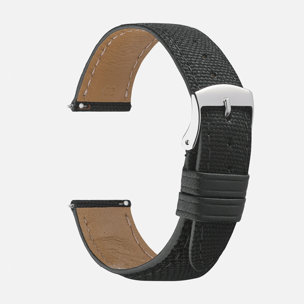 bracelet montre tissu noir