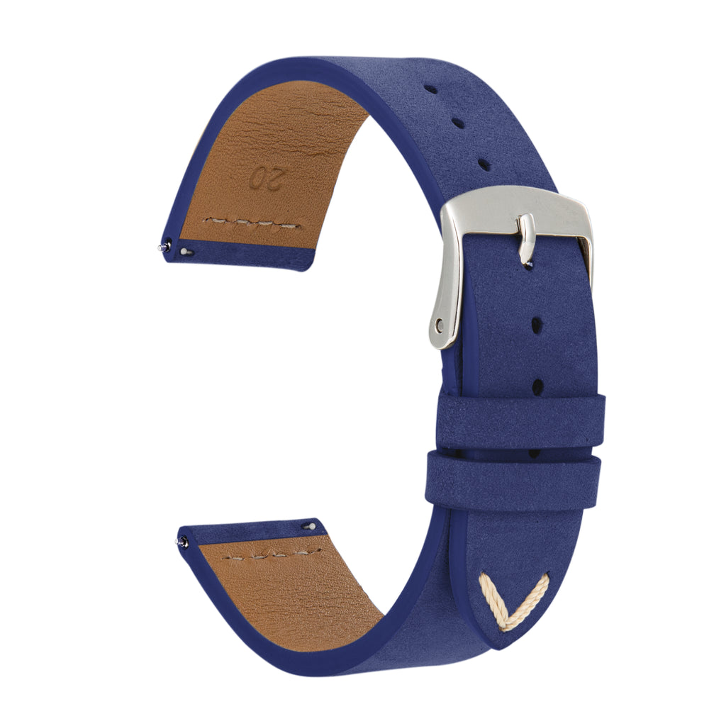 bracelet montre bleu cuir nubuck